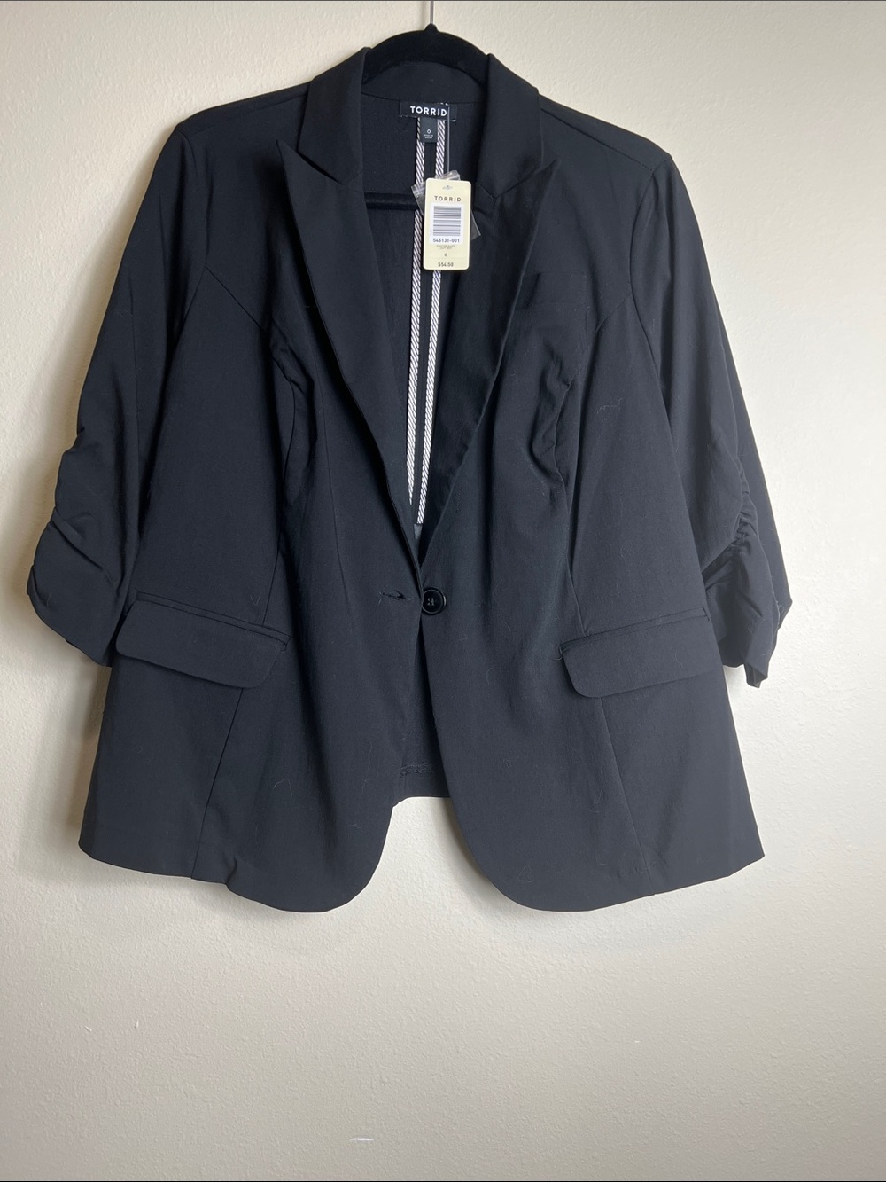 torrid Black Single-Button Draped Sleeve Blazer
